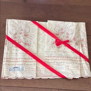 Italian Floral Tablecloth with Red Ribbon
